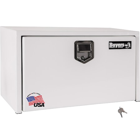 Buyers Products 14x16x30 Inch White Steel Underbody Truck Box with Paddle Latch 1703203