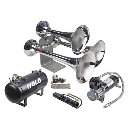 Wolo Train Horn, Pro Plus, 3 Trumpets, Chrome 839-860