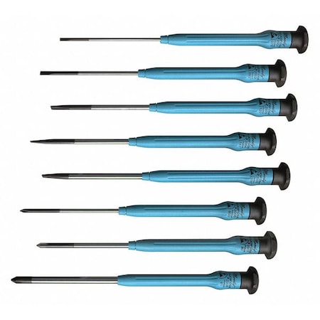 MOODY TOOL Screwdriver Set, Slotted/Phillips Combo Set ESD, 8 pcs 58-0390