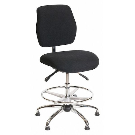 Shopsol Workbench Chair ESD Chair, 26" to 36" Height, Fabric, Black 1010430