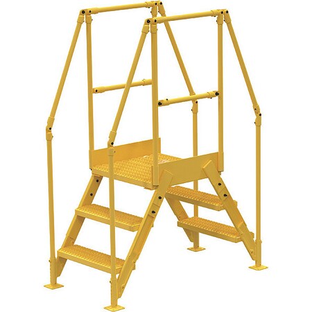 VESTIL 3 Step Cross-Over Ladder 28"H x 14"W Yellow Powder Coat Steel COL-3-26-14