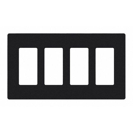 Lutron Designer Wall Plates, Number of Gangs: 4 Thermoset, Gloss Finish, Black CW-4-BL