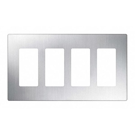 Lutron Designer Wall Plates, Number of Gangs: 4 Satin Finish, Stainless Steel CW-4-SS