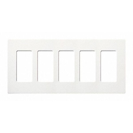 Lutron Designer Wall Plates, Number of Gangs: 5 Thermoset, Gloss Finish, White CW-5-WH