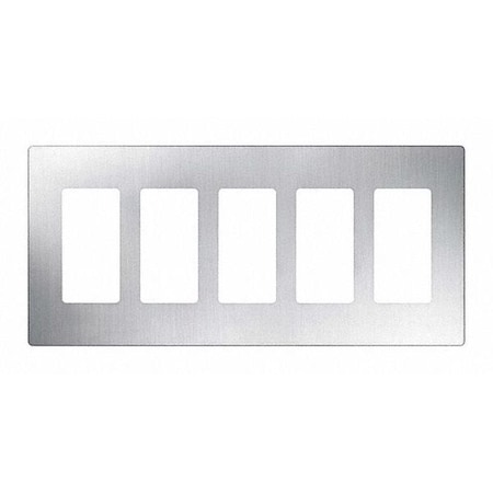 Lutron Designer Wall Plates, Number of Gangs: 5 Stainless Steel, Satin Finish, Stainless Steel CW-5-SS