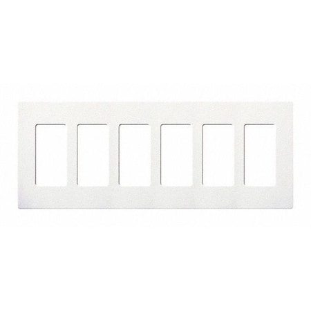 Lutron Designer Wall Plates, Number of Gangs: 6 Thermoset, Gloss Finish, White CW-6-WH
