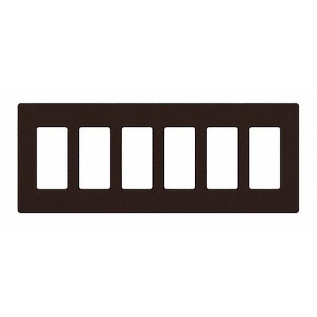 Lutron Designer Wall Plates, Number of Gangs: 6 Thermoset, Gloss Finish, Brown CW-6-BR
