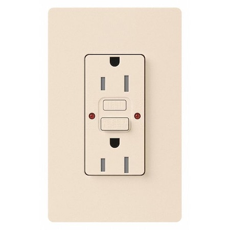 Lutron Receptacles, GFCI, Tamper-Rsnt, Lt Almond CAR-15-GFST-LA