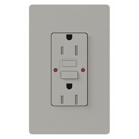 Lutron Receptacles, GFCI, Tamper-Resistant, Gray CAR-15-GFST-GR