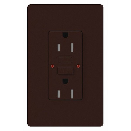 Lutron Receptacles, GFCI, Tamper-Resistant, Brown CAR-15-GFST-BR