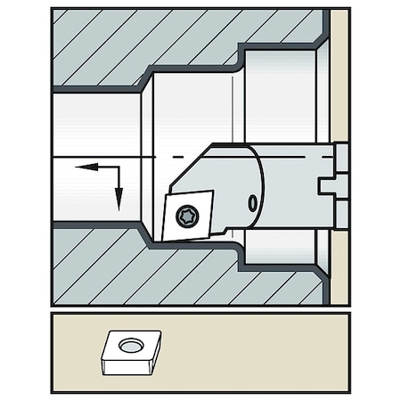 Widia Indexable Boring Bar, A16TSCLCR3, 12 in L, High Speed Steel, 80 Degrees  Diamond Insert Shape A16TSCLCR3