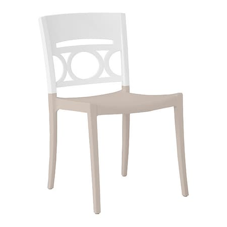 Grosfillex Moon Stacking Chair, Glacier White/Linen US656096