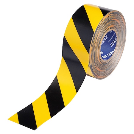 Brady Floor Marking Tape, Black/Ylw, 3"W, 100ft 177018