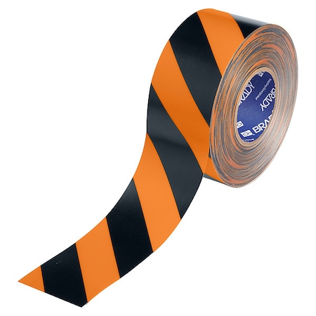 Brady Floor Marking Tape, Black/Orng, 3"W, 100ft 177029