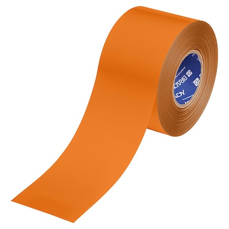 Brady Floor Marking Tape, Orng, 4"W, 100ft 177042