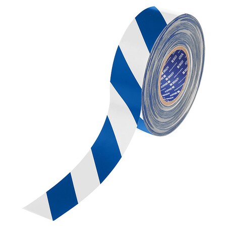 Brady Floor Marking Tape, Blue/White, 2"W, 100ft 177050