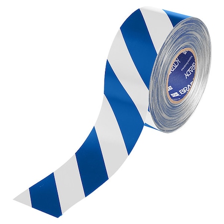 Brady Floor Marking Tape, Blue/White, 3"W, 100ft 177054