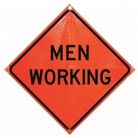 Dicke Men Working Traffic Sign, 36 in W, 36 in H, English, Vinyl, Orange RUR36-200