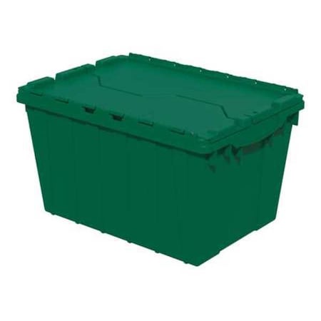 Akro-Mils Attached Lid Container, 12 gal Volume Cap., 21 1/2 in L, 15 1/4 in W, 12 1/2 in H, Green 39120GRN