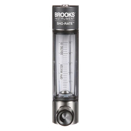 Brooks Flowmeter, Water, .2 to 5 GPH, Glass 1250AD6073WGSVV
