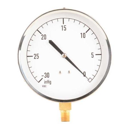 Zoro Select Vacuum Gauge, Mechanical Cont, 4-1/2 In 18C739