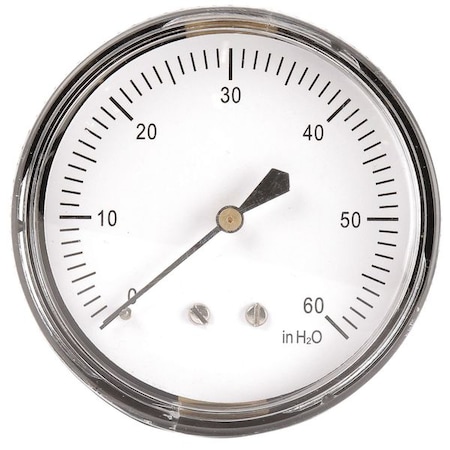 Zoro Select Low Pressure Gauge, 0 to 60 psi, 2 1/2 in Dial, 1/4 in NPT, Center Back Location 18C802