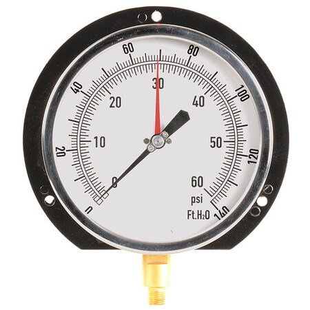Zoro Select Pressure Gauge, 0 to 60 psi, 1/4 in MNPT, Aluminum, Black 18C824