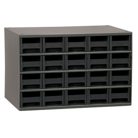 Akro-Mils Steel, Polystyrene, Drawer Bin Cabinet, 11 in D x 11 in H x 17 in W 19320BLK