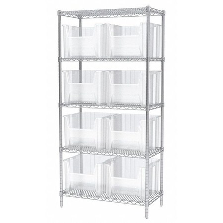 Akro-Mils Steel Wire Bin Shelving, 36" W x 74" H x 18" D, 5 Shelves, Silver AWS183613018SC