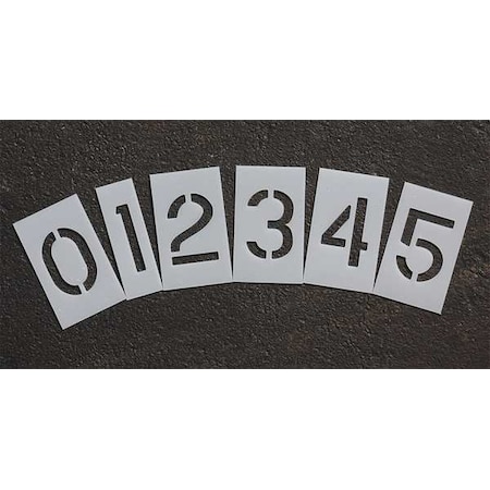 Rae Pavement Stencil, Number Set, 0 Thru 9, Blanks, 3 in Character Height, Highway Gothic Font, Clear STL-116-8030