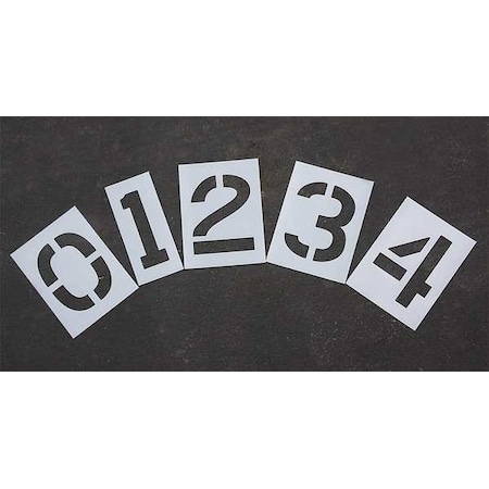 Rae Pavement Stencil, Number Set, 0 Thru 9, Blanks, 12 in Character Height, Highway Gothic Font, Clear STL-116-8120