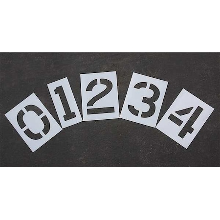 Rae Pavement Stencil, Number Set, 0 Thru 9, Blanks, 12 in Character Height, Highway Gothic Font, Clear STL-108-8120