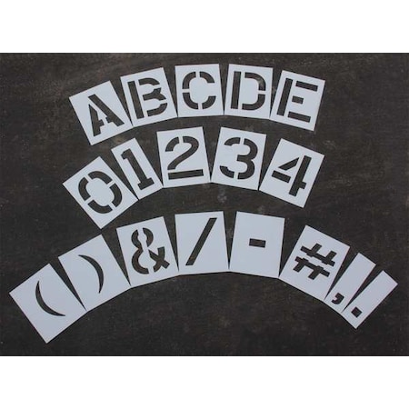 Rae Pavement Stencil, Combination Set, A Thru Z, 0 Thru 9, Punctuation, 12 in Character Height, Clear STL-116-8128