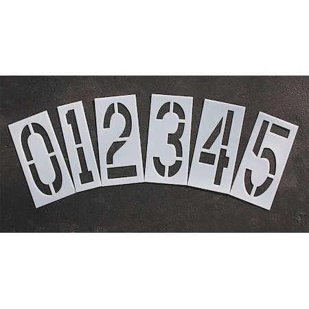 Rae Pavement Stencil, Number Set, 0 Thru 9, Blanks, 18 in Character Height, Highway Gothic Font, Clear STL-116-8180
