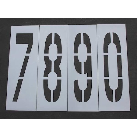 Rae Pavement Stencil, Number Set, 0 Thru 9, Blanks, 48 in Character Height, Highway Gothic Font, Clear STL-108-8480