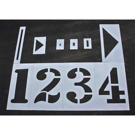 Rae Athletic Stencil, Symbol, Track & Field, 36 in Character Height, Polyethylene, Clear, 14 Pieces STL-116-F6100KIT