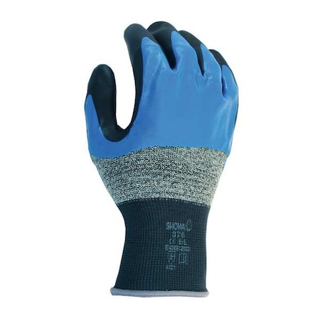 Showa Foam Nitrile Coated Gloves, 3/4 Dip Coverage, Black/Blue, M, PR 376M-07
