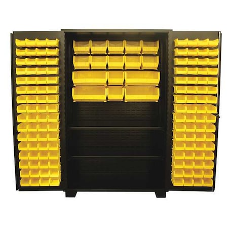 Jamco Extra-Heavy Duty Bin Cabinet, 48 in W, 78 in H, 24" D, 144 Bins DX248BL