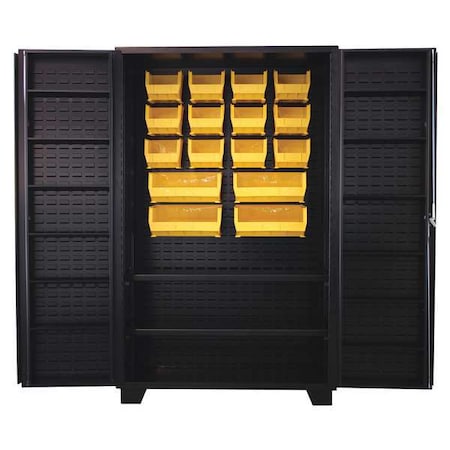 Jamco Extra-Heavy Duty Bin Cabinet, 48 in W, 78 in H, 24" D, 16 Bins DW248BL