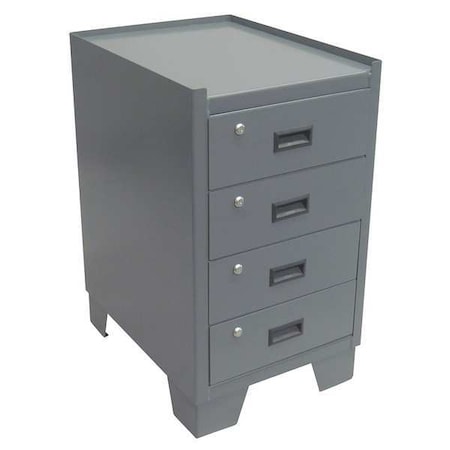 Jamco Drawer Storage Cabinet, 33 in H, 18 in W, 24 in D, Recessed Pull, Keyed, Gray, 0 Shelves, 4 Drawers JS218GP
