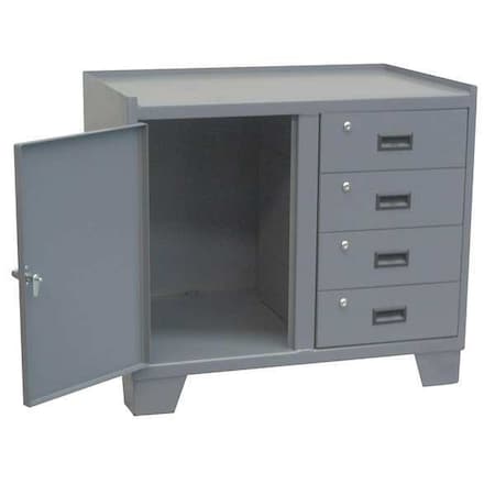 Jamco Combo Drawer Storage Cabinet, 33 in H, 36 in W, 18 in D, Swing, Keyed, Gray, 2 Shelves, 4 Drawers JK136GP