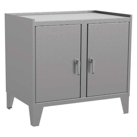 Jamco Shelving Storage Cabinet, 34 in H, 36 in W, 24 in D, Swing, Keyed, Gray, 2 Shelves, 0 Drawers ZP236