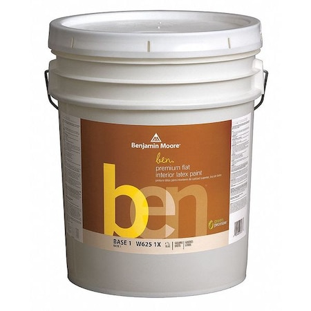 Benjamin Moore Interior Paint, Flat, Floral White, 5 gal. w6251X005OC29