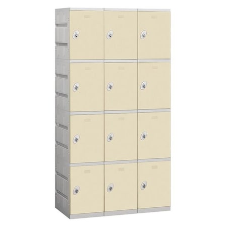 Salsbury Industries Wardrobe Locker, 36Wx78Hx18D, 4 Tier, Tan 94368TN-U