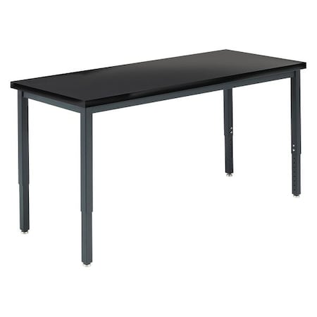Diversified Spaces Rectangle Adjustable Table, 60" W, 62" L, 23" to 37.5" H, Phenolic Resin Top, Black X8144