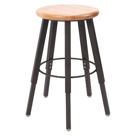 Diversified Spaces Stool, Adj Height, Metal, Wood Seat, 18-28"H STL9186-AR