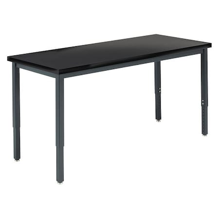 Diversified Spaces Rectangle Adjustable Table, 72" W, 74" L, 23.5" to 37.5" H, ChemGuard Laminate Top, Black X8152