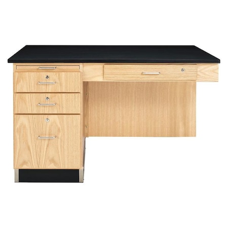 Diversified Spaces Side Desk Desk, Side, 48" x 30" x 30", 1" Epoxy Top, 30" D X 30" H, 48" W X Red Oak 1146K