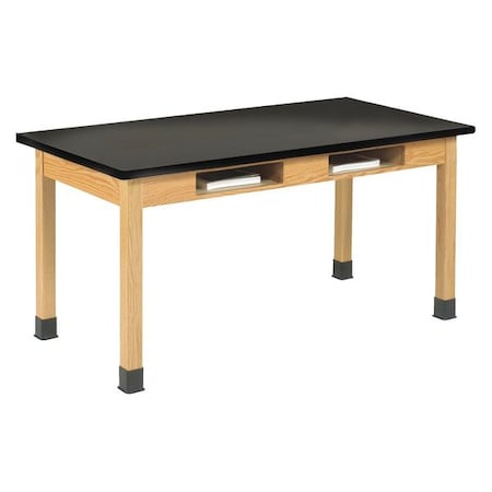 Diversified Spaces Compartment Table, Red Oak, Wood Surface, 54" W C7132BK30N