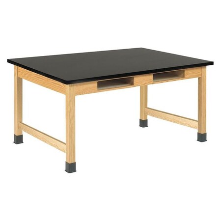 Diversified Spaces Compartment Table, Red Oak, Wood Surface, 60" W C7902BK30L